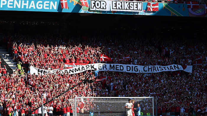 Denmark fans show support for Christian Eriksen